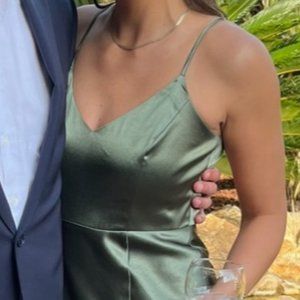 COPY - Birdy Grey Jay Satin Dress in Olive Green